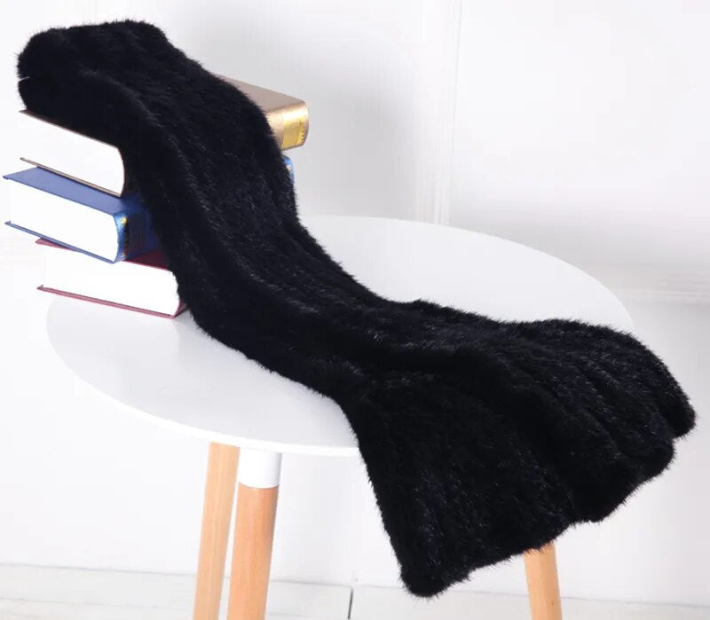 Sammy Jackson™ Gebreide Sjaal | Warme en stijlvolle nertsbont sjaal