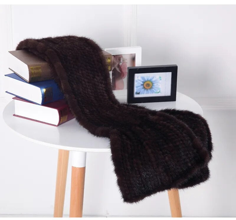 Sammy Jackson™ Gebreide Sjaal | Warme en stijlvolle nertsbont sjaal