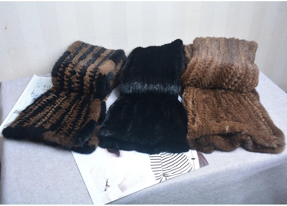 Sammy Jackson™ Gebreide Sjaal | Warme en stijlvolle nertsbont sjaal