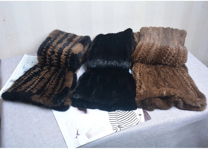 Sammy Jackson™ Gebreide Sjaal | Warme en stijlvolle nertsbont sjaal