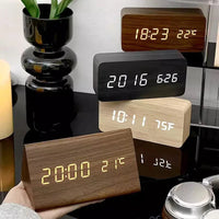 Houten LED Wekker met Spraakbesturing - EcoClock