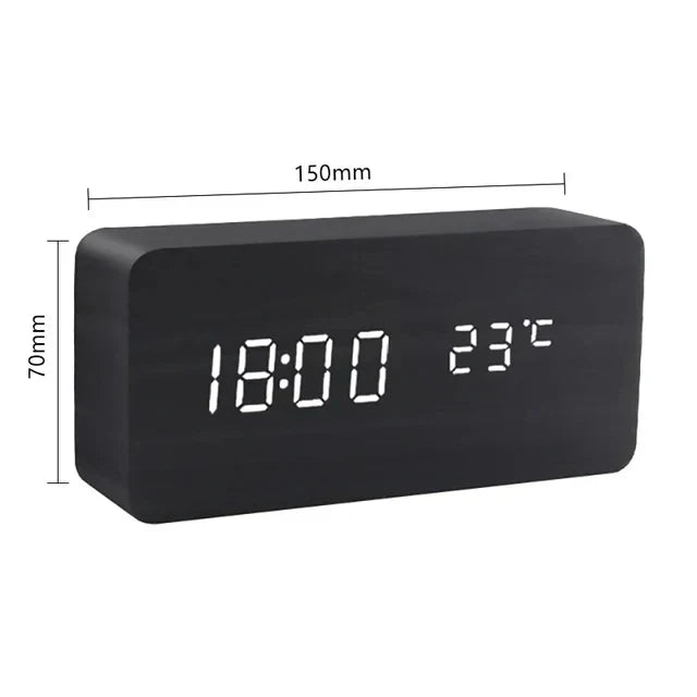 Houten LED Wekker met Spraakbesturing - EcoClock