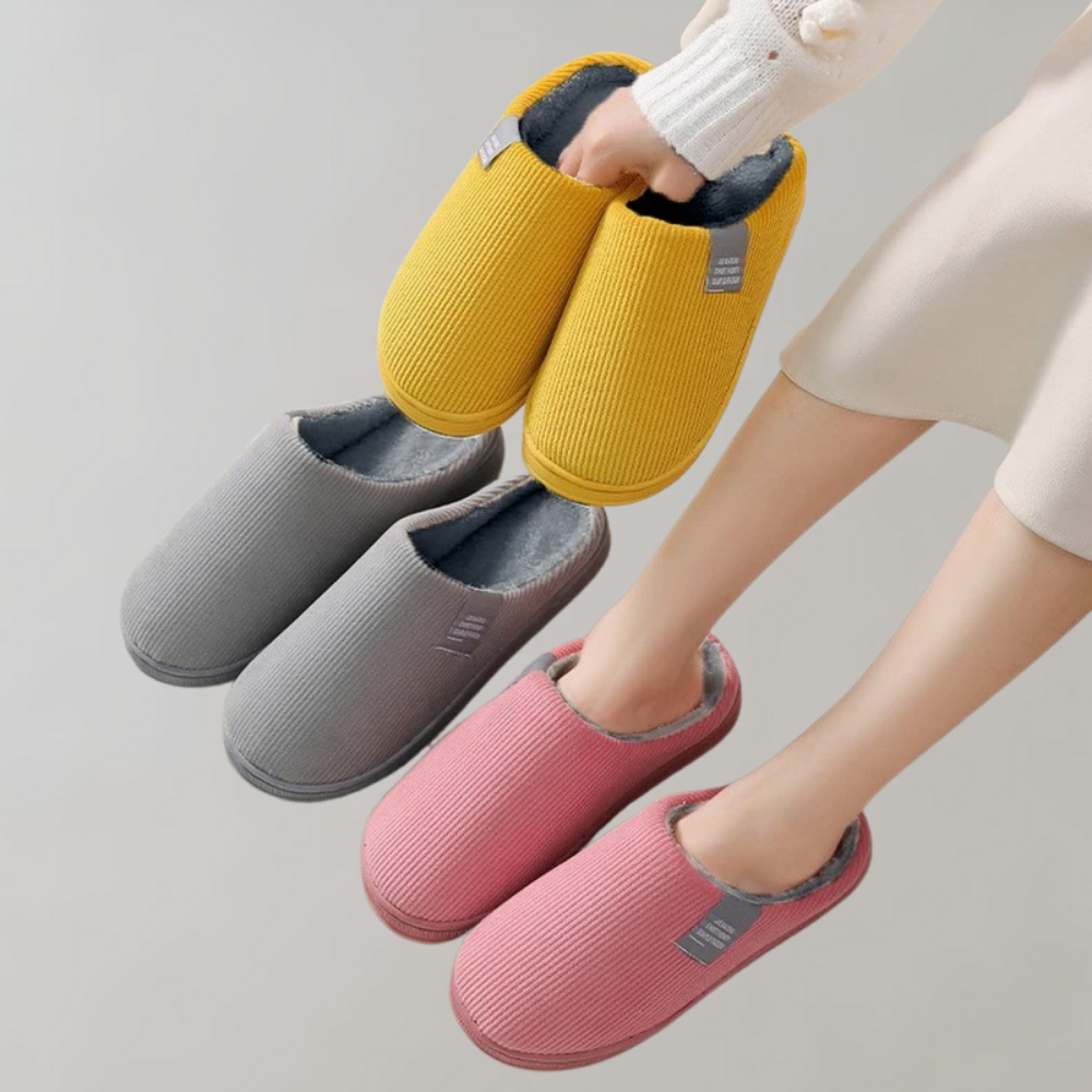 Sally - Warm Ribbed Lined Slippers