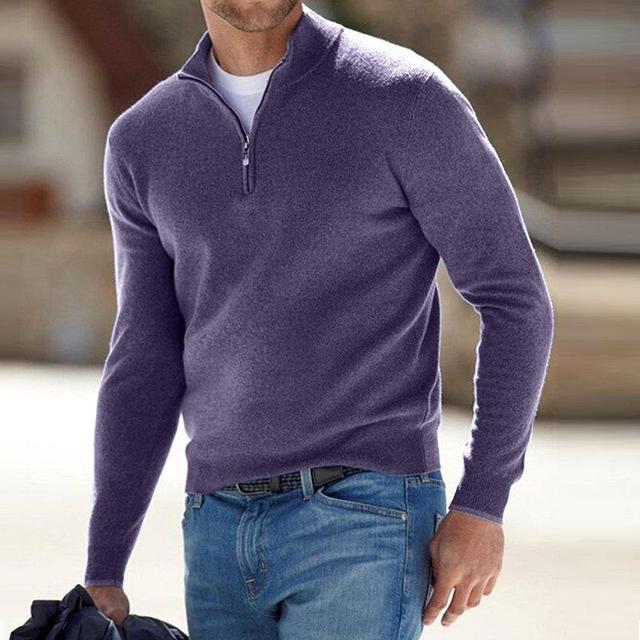 Luca Belloni Merino V-Neck Sweater with Zipper