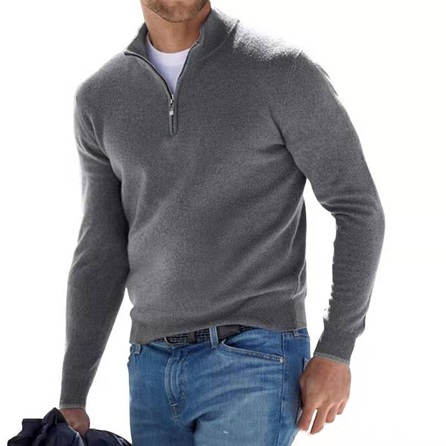 Luca Belloni Merino V-Neck Sweater with Zipper