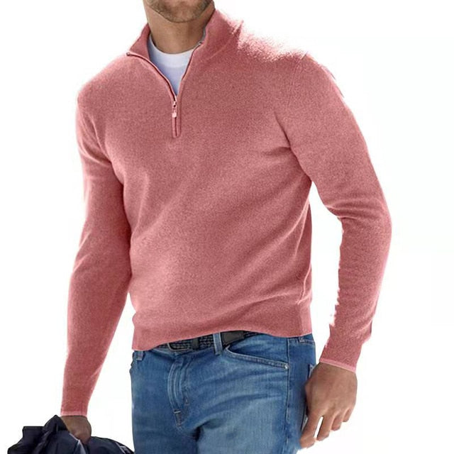 Luca Belloni Merino V-Neck Sweater with Zipper