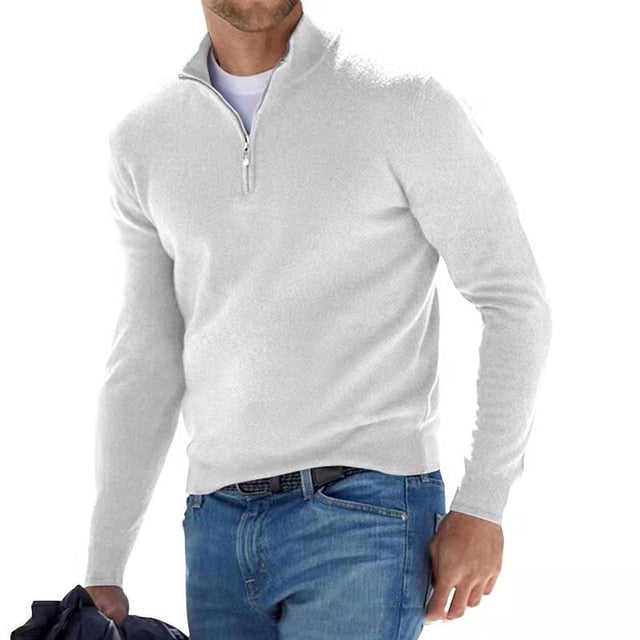 Luca Belloni Merino V-Neck Sweater with Zipper