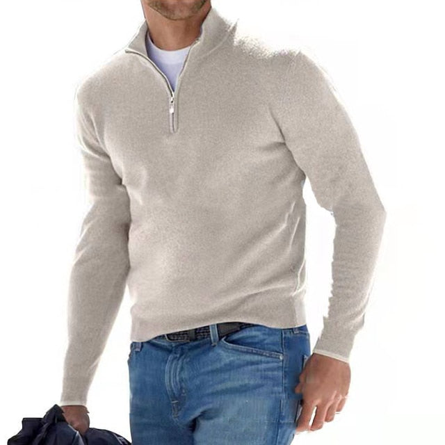 Luca Belloni Merino V-Neck Sweater with Zipper