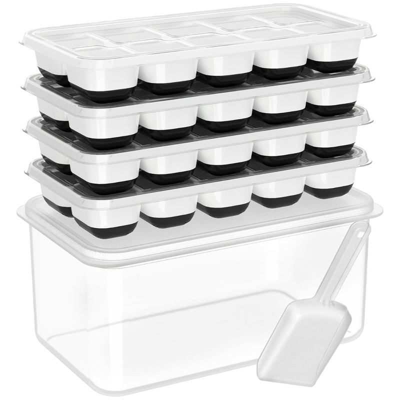 Stapelbare Silicone IJsblokjesvormen met Opslagbak