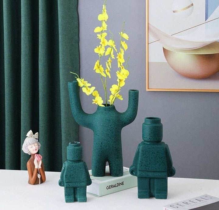 Robot Ceramic Flower Pots - BrickBotanica