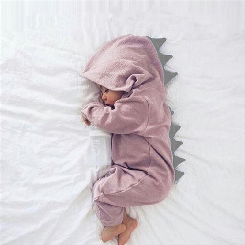 Cienki body dla niemowląt z kapturem dinozaura - Body DinoDream
