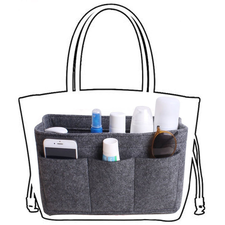 Vilt Handtas en Make-Up Organiser Inzet – Multi-Vakken Handtas Opslag