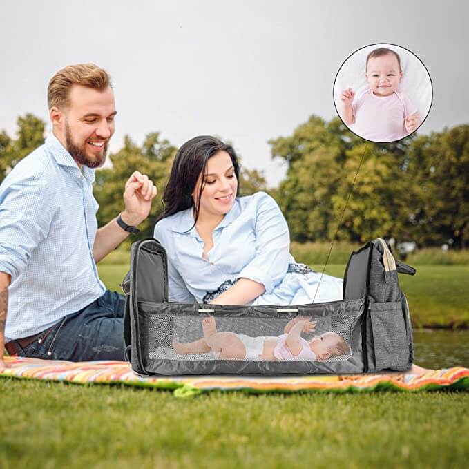 Multifuntionele Baby Luiertas met Opvouwbaar Wiegje – Waterdicht Multi-Vak Ontwerp