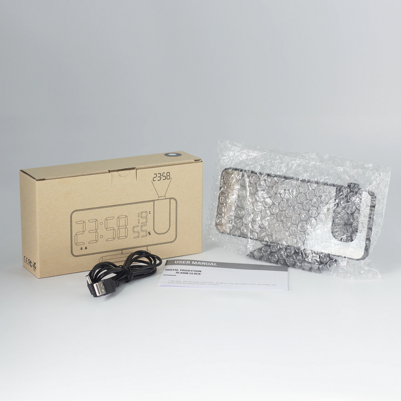 Sammy Jackson™ Astronatic™ | De Beste Alarmklok met LED Scherm - 180° Projector - USB lader